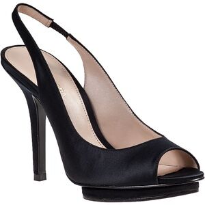 Pelle Moda Rivka Evening Pump Black Satin Peep Toes